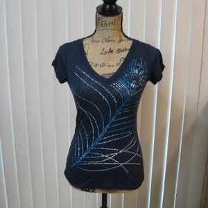 NWOT Express navy blue graphic tee t shirt top XS extra small
